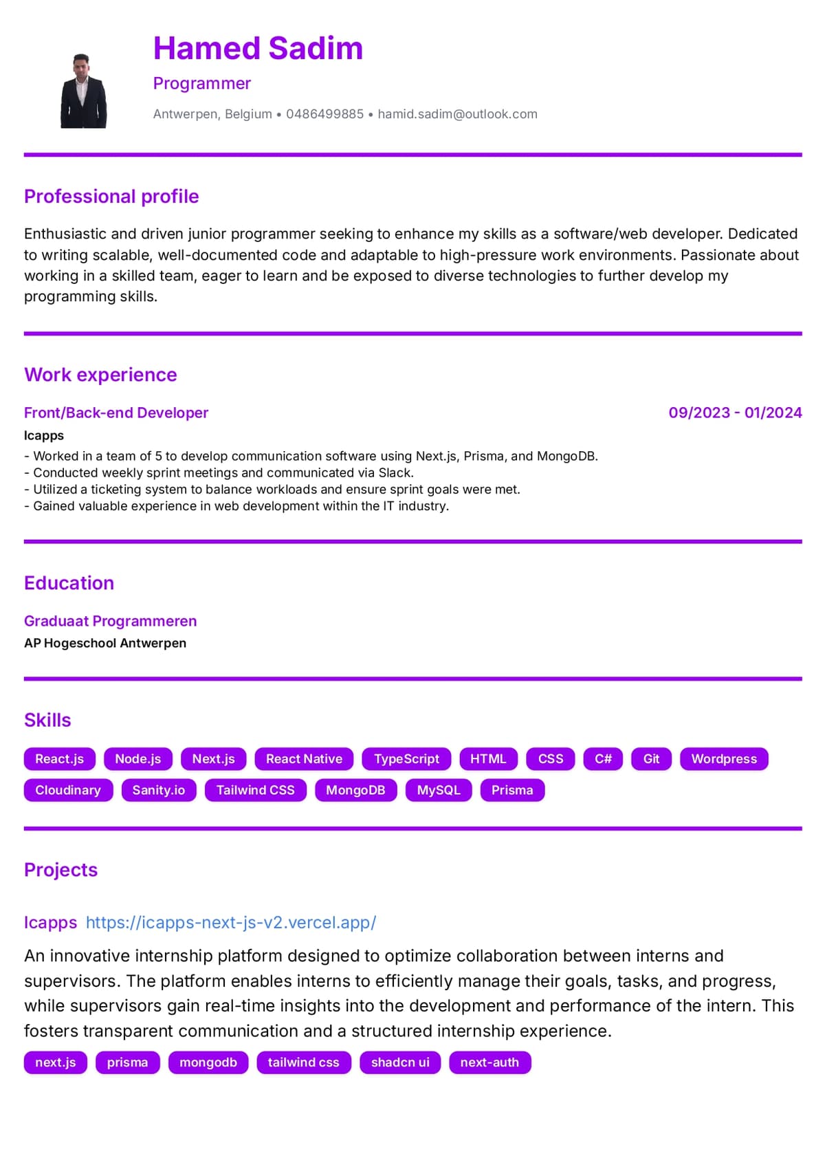 Resume preview